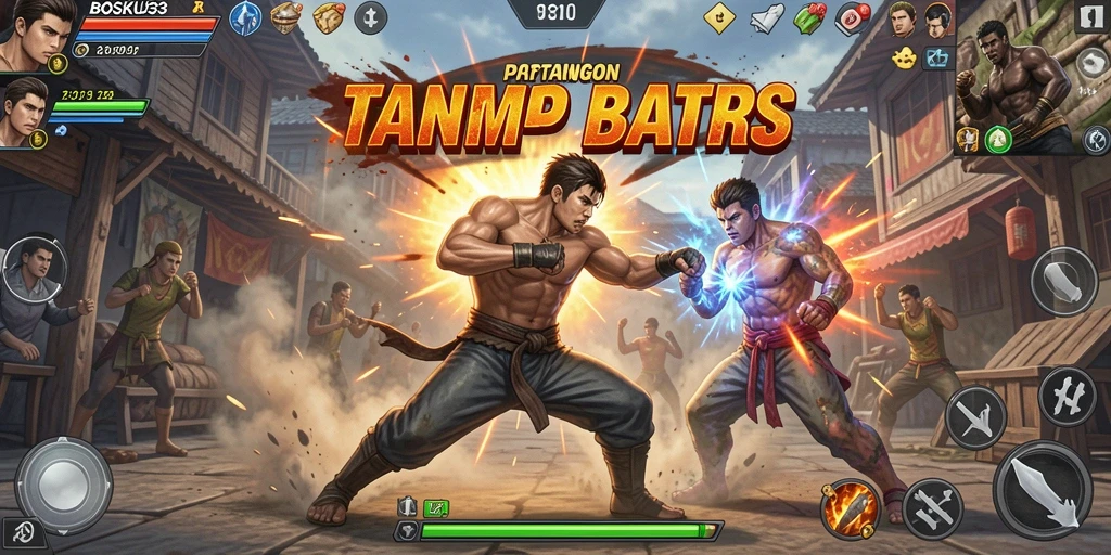 Gameplay pertarungan seru dalam <strong>BOSKU33</strong> saat menampilkan fase aksi.