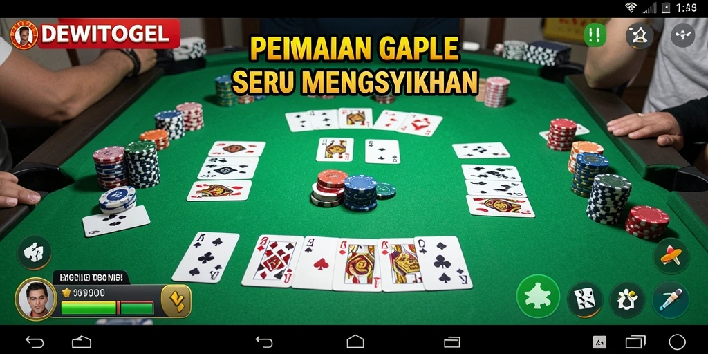 Tangkapan layar DEWITOGEL menampilkan gameplay Gaple yang menarik.