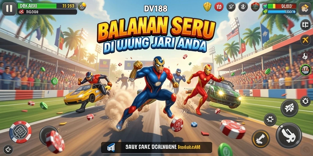 Tangkapan layar aksi balapan mendebarkan di DV188.