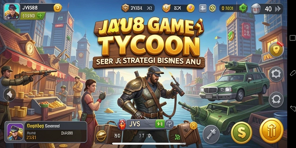 Tangkapan layar gameplay JVS88 yang menampilkan lingkungan bisnis yang dinamis.