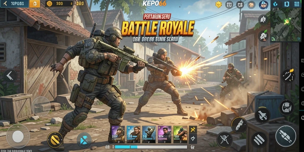 Screenshot utama KEPO66 menampilkan aksi seru dalam pertempuran Battle Royale.