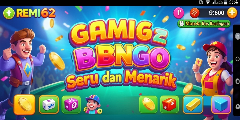 Tampilan utama gameplay REMI62 yang seru dan interaktif.
