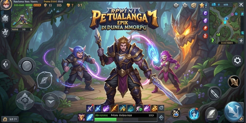 Screenshot utama RPWIN1 menampilkan pertarungan epik dalam gameplay MMORPG.