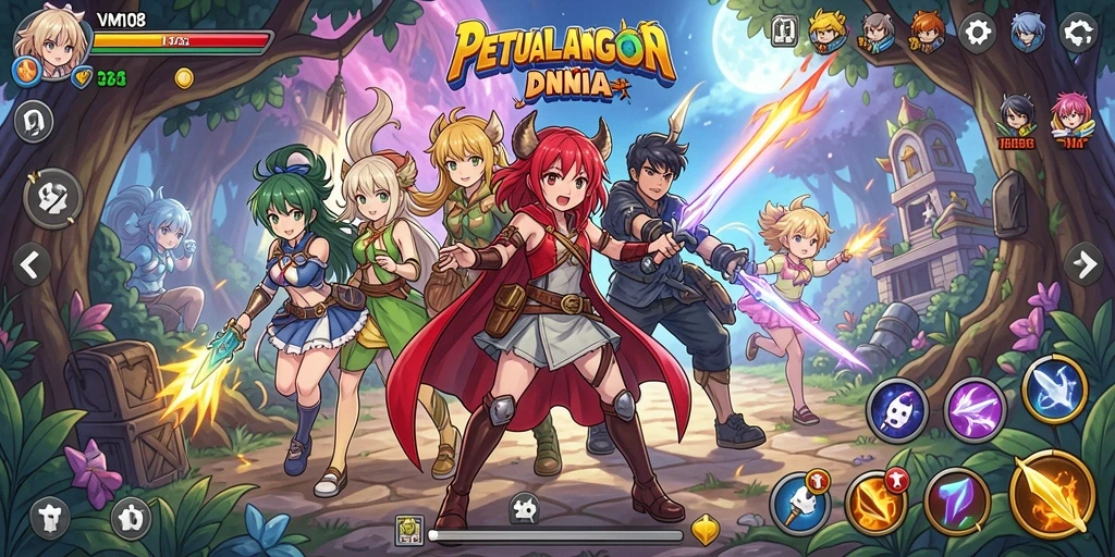 Tampilan gameplay <strong>VM108</strong> dengan karakter anime yang memukau.